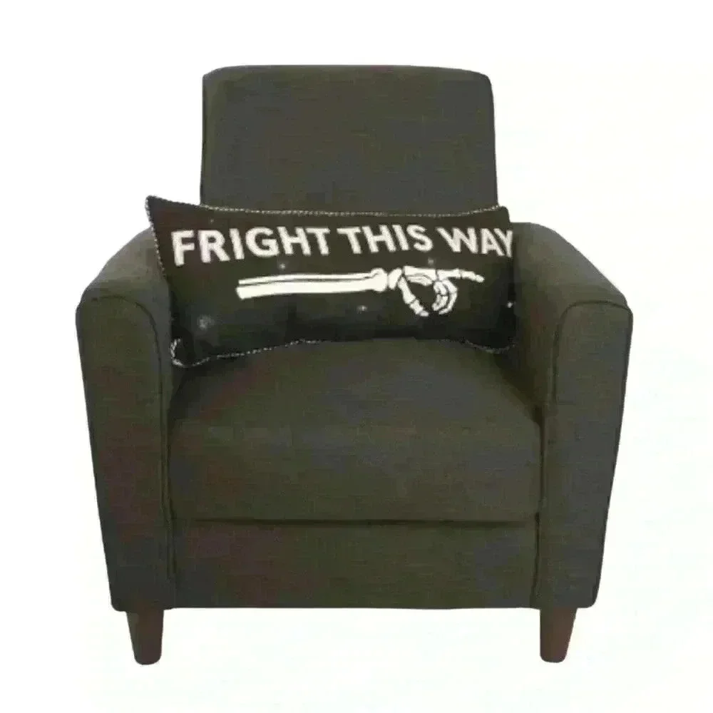 NEW LED LIGHT UP Embroidered Accent / Throw Pillow FRIGHT THIS WAY - SO FUN!